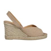 Gewassen Katoenen Sleehak Espadrilles Castañer , Beige , Dames