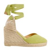 Wig Espadrilles met V-Cut Detail Castañer , Green , Dames