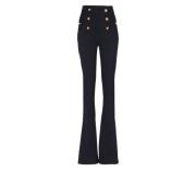 Hoge taille visgraat tweed broek Balmain , Blue , Dames