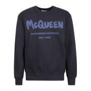 Blauwe Logo Sweatshirt Herenmode Alexander McQueen , Blue , Heren