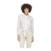 Lange Mouw Knoop Blouse Only , White , Dames
