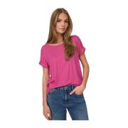 Moster Short Sleeves O-Neck Top Only , Pink , Dames