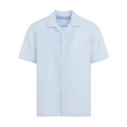 Blauwe Zijden Overhemd Venezia Scritto Patroon Berluti , Blue , Heren