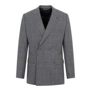 Grijze Wollen Jas Prince of Wales Dior , Gray , Heren