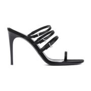 Zwarte Textiel Sandalen met YSL-charms Saint Laurent , Black , Dames