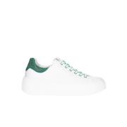 Groene Leren Sneakers met Strass Detail Nerogiardini , White , Dames