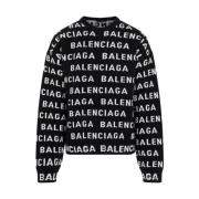 Zwarte Wol Crewneck Sweater Ss24 Balenciaga , Black , Heren