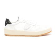 Witte Leren Sneakers met Zwarte Detail Philippe Model , White , Heren