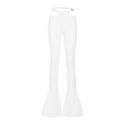 Witte Flared Broek met Metalen Gesp The Attico , White , Dames