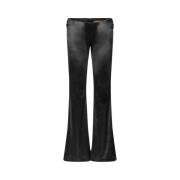 Glanzende Broek met Lage Taille en Flare Pijp Stine Goya , Black , Dam...