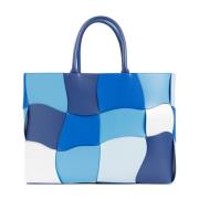 Blauwe Shopper Arco Leren Tas Bottega Veneta , Multicolor , Heren