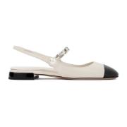 Witte Ivoorleren Ballerinaschoenen Miu Miu , Beige , Dames