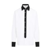 Witte Katoenen Overhemd met Zwarte Accenten Prada , White , Heren
