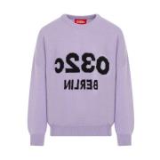 Lila Merinowol Ronde Hals Sweater 032c , Purple , Heren