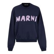 Artistieke Logo Pullover Sweater Marni , Blue , Dames