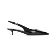 Zwarte Leren Puntige Neus Kristal Pump Saint Laurent , Black , Dames