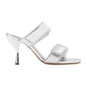 Metallic Leren Sandalen Aw23 Gia Borghini , White , Dames