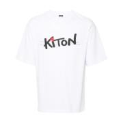 Katoenen Casual T-Shirt Kiton , White , Heren