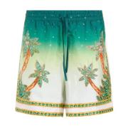 Groene Zijden Shorts Multicolor Print Casablanca , Multicolor , Heren