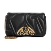 Zwarte Nappa Leren Mini Seal Handtas Alexander McQueen , Black , Dames