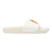 Vlam Patroon Pool Slider Schoenen Palm Angels , Beige , Heren