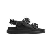 Zwarte Hybride Dubbele Gesp Sandalen Alexander McQueen , Black , Heren