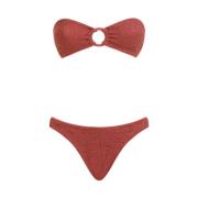 Metallic Rosewood Bikini Hunza G , Pink , Dames