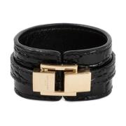 Zwart Croco Leren Armband Saint Laurent , Black , Dames
