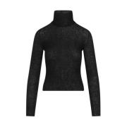 Zwarte Geribbelde Sweater Aw23 Saint Laurent , Black , Dames