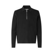 Half Zip Gebreid Poloshirt Samsøe Samsøe , Black , Heren