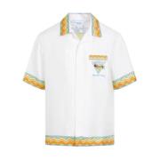Witte Zijden Bedrukte Cubaanse Kraag Shirt Casablanca , White , Heren