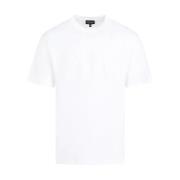 Wit Katoenen T-Shirt met Geborduurd Logo Giorgio Armani , White , Here...
