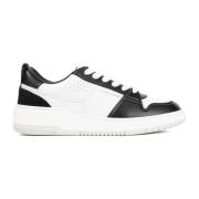 Zwarte Leren Sneakers met Witte Details Salvatore Ferragamo , Black , ...
