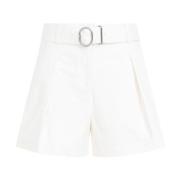 Witte Katoenen Hoge Taille Shorts Jil Sander , White , Dames