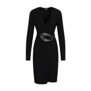 Zwarte Wrap Midi Jurk Aw23 Tom Ford , Black , Dames