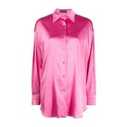 Rosebloom Zijdeblend Puntkraag Overhemd Tom Ford , Pink , Dames