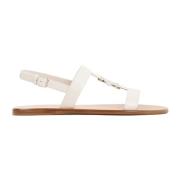 Nude Leren Sandalen Vida Stijl Salvatore Ferragamo , White , Dames