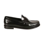 Zwarte platte loafer schoenen Saint Laurent , Black , Dames
