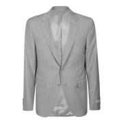 Grijze Wol Twee-Knoopspak Canali , Gray , Heren