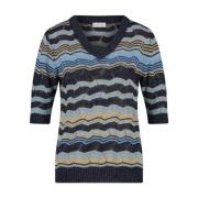 Chique Blauwe V-Hals Top Jane Lushka , Blue , Dames