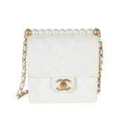 Pre-owned Leather crossbody-bags Chanel Vintage , White , Dames