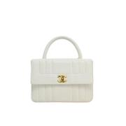 Pre-owned Leather handbags Chanel Vintage , White , Dames