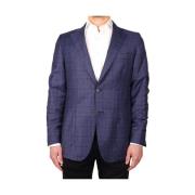 Klassieke Tartan Wollen Jas Loro Piana , Blue , Heren