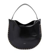 Zwarte leren schoudertas met studs Isabel Marant , Black , Dames