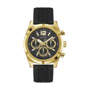 Weerstand Multifunctioneel Horloge Zwart Goud Guess , Yellow , Heren