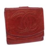 Pre-owned Leather wallets Chanel Vintage , Red , Dames