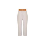 Sandy Beige & Orange Cropped Trousers Takaturna , Beige , Heren