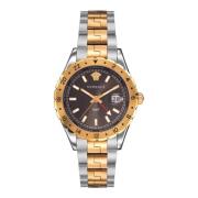 GMT Herenhorloge Bruine Wijzerplaat Versace , Gray , Heren