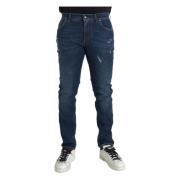 Blauwe Slim Fit Skinny Denim Jeans Dolce & Gabbana , Blue , Heren