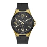 Gouden Roestvrij Stalen Lederen/Siliconen Horloge Guess , Black , Here...